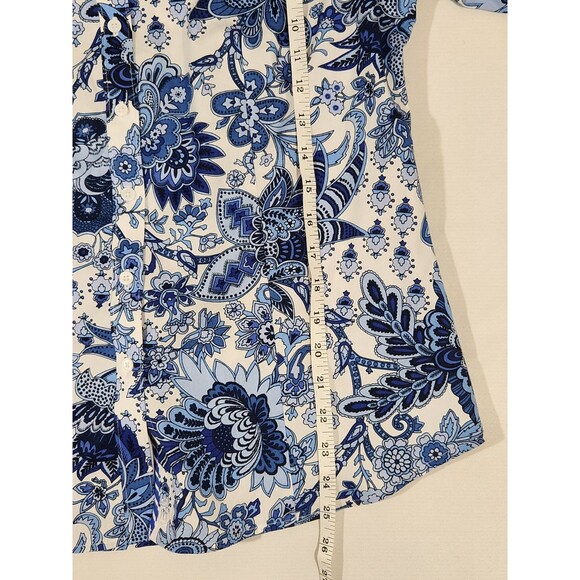 Talbots Blue Paisley Long Sleeve Button Shirt - Size 10 - Picture 8 of 11